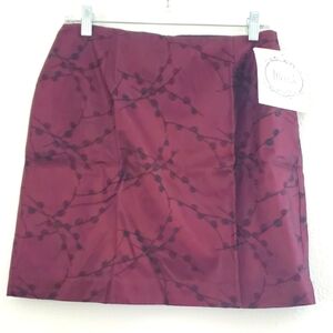 NWT! Y2K Embroidered Mini Skirt Soft Maroon With Black Embroidery Size 12